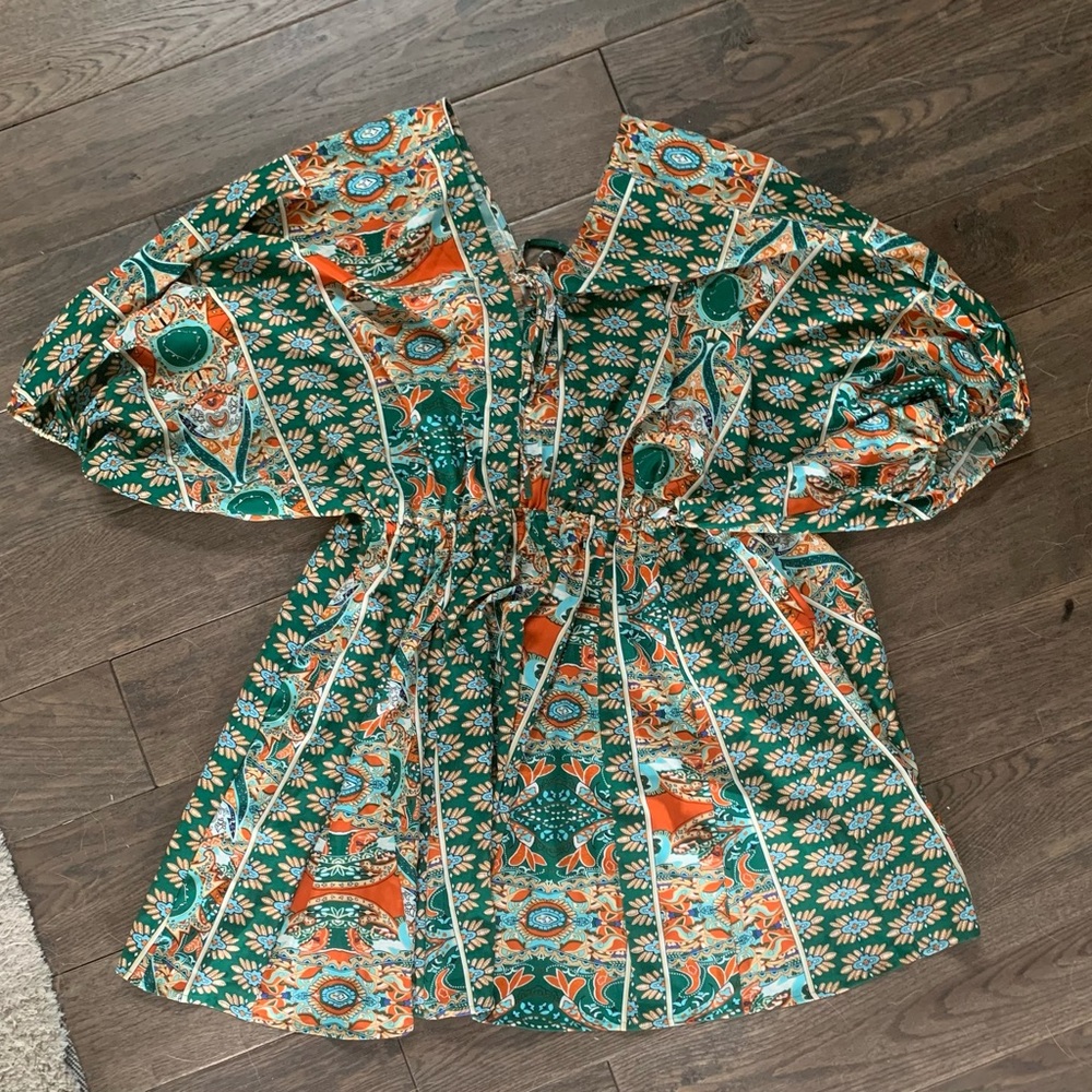 Cupshe Floral Ornate Print Tie Front Dress or Swim Coverup - Picture 5 of 10